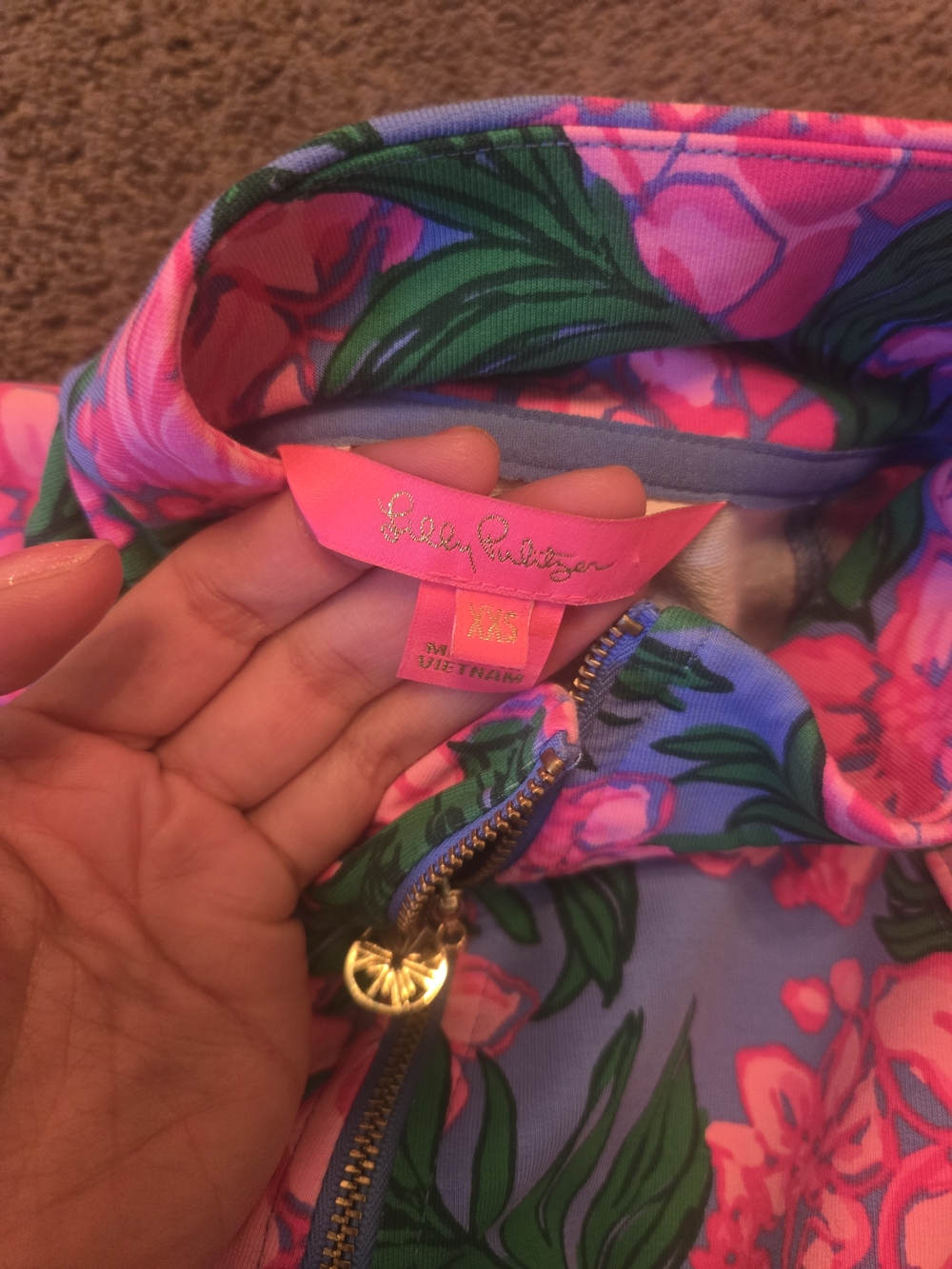 Lilly Pulitzer Pink & Purple Floral Half-Zip Pullover - Picture 3 of 3